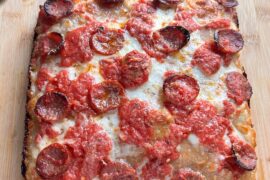 pepperoni Detroit style pie