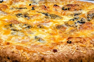 Homemade Bacon Mushroom & 3 Cheese Pizza