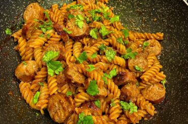 Soy honey mustard sausage pasta