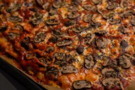 Homemade mushroom pizza