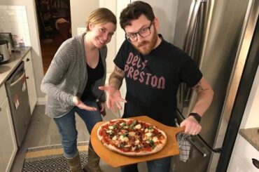 My Wife and I enjoying a pizza for our 12th year anniversary ❤️🍕😋