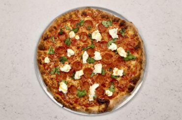 Homemade L’industrie style with burrata and hot honey