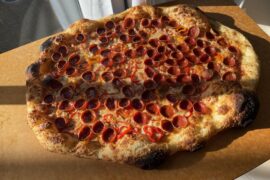 Sourdough Pepperoni + homemade pickled peppers and hot honey!