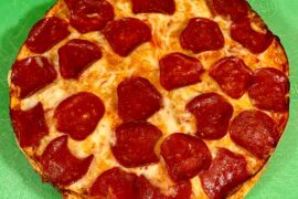 Childhood nostalgia cafeteria style pizza