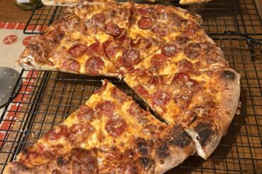 First time I made pizza with homemade dough (sorry got hungry before taking pic)