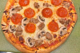 Sausage and pepperoni and pepperoni, ham, and pineapple.