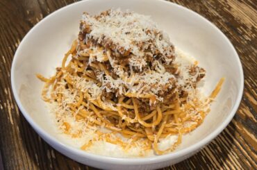 Tonight's spaghetti with meat sauce & parmesan