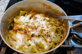 Sliced leftover lasagna sheets into parpadelle