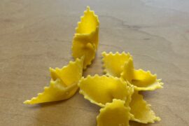 Barchette with a lemon butter sauce and toasted breadcrumbs