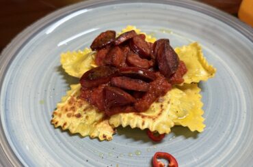 Ravioli with sausages