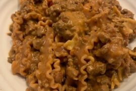 Beef and pork belly ragù on mafaldine