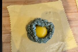 Raviolo al uovo for valentines day.