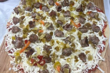 Kenji tavern style always hits!  Sausage and giardiniera.