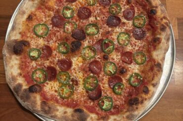 16” spicy pepperoni sourdough pie from last night