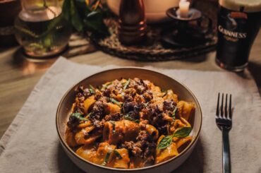 Calamarata Ala Vodka with Italian Sausage