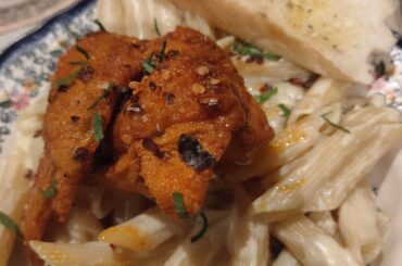 Blue Cheese Penne with Buffalo Drummettes