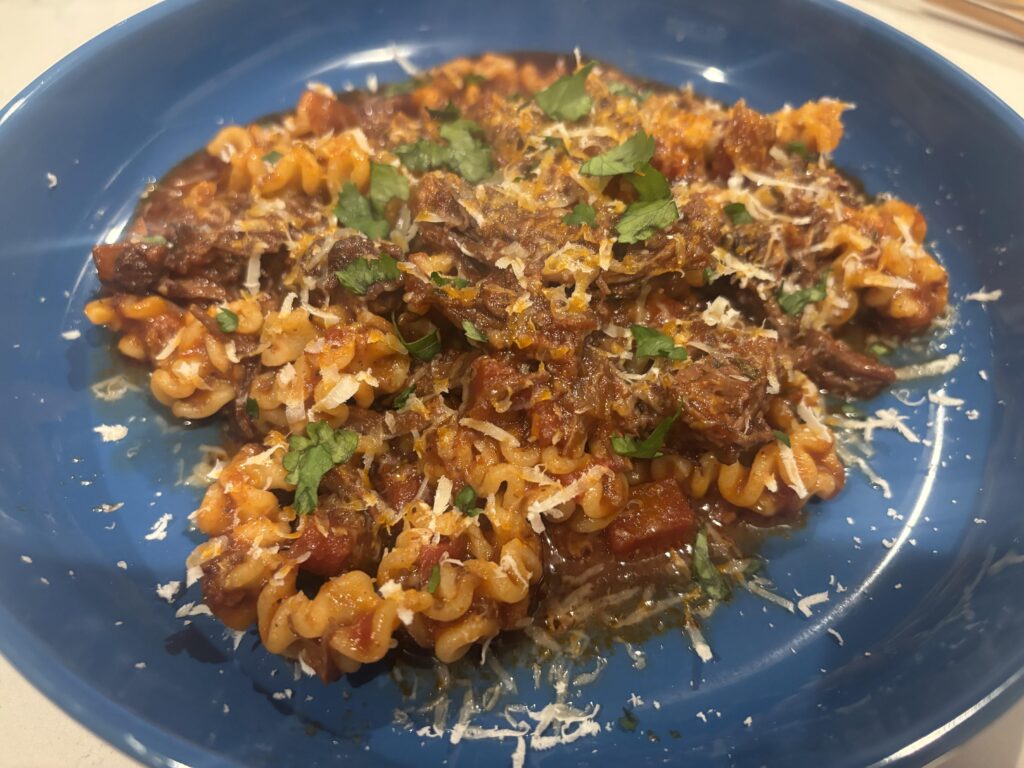 Short rib ragu with duck egg noodles