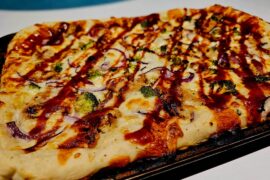 Garlic Bechamel, Zesty BBQ chicken Pizza