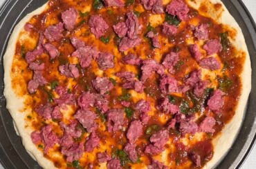 Homemade Neapolitan style pizza, before & after