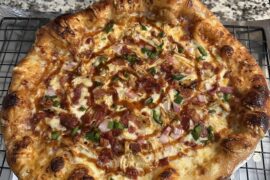 Wife was working overtime this weekend so I made her favorite, bbq chicken pizza