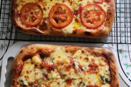 Homemade Pizza in Teglia Romana.