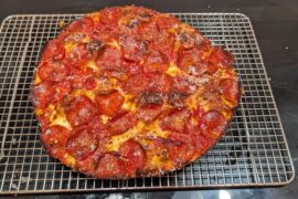 ​72-Hour Pepperoni Pan Pizza. Crispy Oaxaca cheese edge, hand-milled San Marzano tomatoes, and aged Parmigiano-Reggiano.