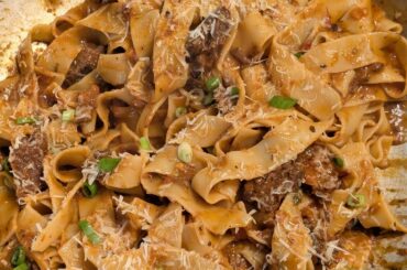 Papardelle and a chuck roast ragu because it was on sale a few weeks ago.