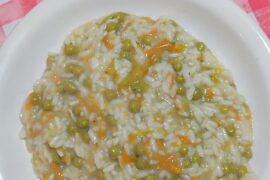 risotto with courgette flowers and peas
