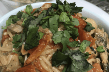 Made Marinara Spaghetti with simmered kippers, and an Asian-style canned tuna salad, taught to me by a former Japanese home-cook chef