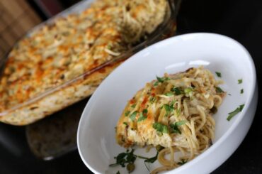 Easy Chicken Tetrazzini Pasta Bake