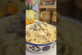 Sirf 10 Minute Mein Creamy Mushroom Cheese Spaghetti 😍 #recipe #food #shortsviral