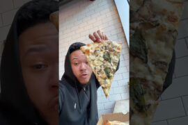 Trying exclusive pizza slices