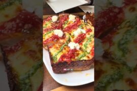 Deep dish Detroit style pizza in Las Vegas at Solamente delicious sourdough pie authentic Neapolitan