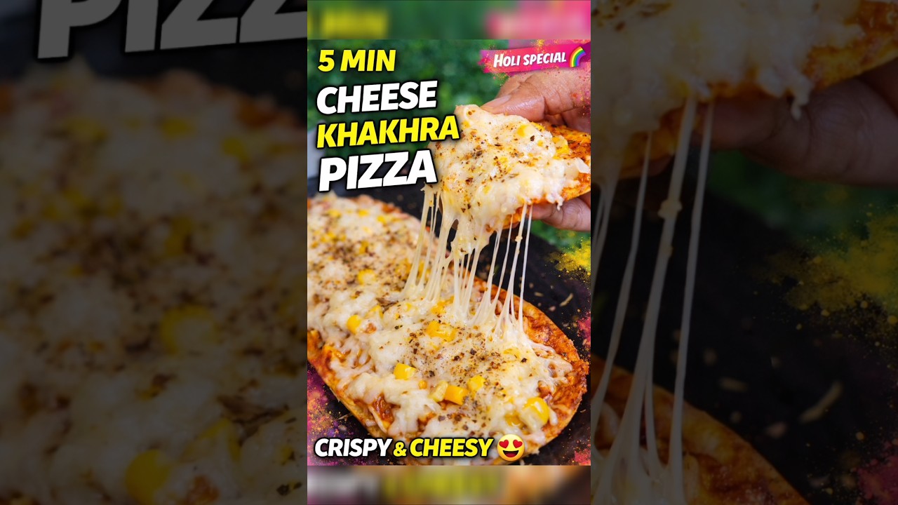 Holi Special 5 Min Cheese Khakhra Pizza 😍 Guests ke liye Easy Snack #shorts #holi #5minrecipe Holi Special 5 Min Cheese Khakhra Pizza 😍 Guests ke liye Easy Snack #shorts #holi #5minrecipe