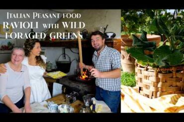 ITALIAN PEASANT PASTA: Ravioli with Borage, Wild Foraged Greens, in Our Kitchen in Italy