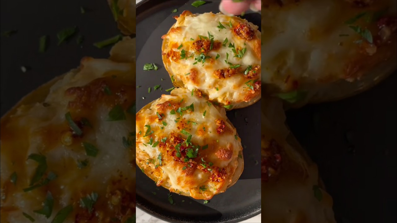 Chicken alfredo stuffed potatoes ๐ฅ ๐ #recipe #food Chicken alfredo stuffed potatoes ๐ฅ ๐ #recipe #food
