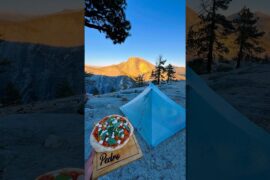 Pizza tastes better in Yosemite 🍕🏞️ #outdoors #camping #cooking
