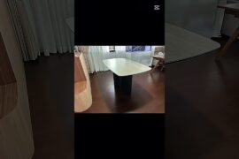 Customised 150x85cm Matte Travertine Sintered Stone Dining Table | Luxury Italy Modern Design