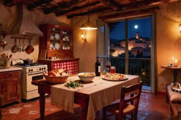 Cozy Italian Countryside Night Ambience | Lantern Light, Wine & Relaxing Vintage Music