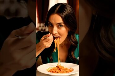 An Italian girl eating spaghetti #skylinebroadcast #asmr #ai