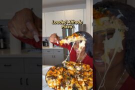 loaded chicken, shrimp, & rib eye Alfredo pizza w/ a fresh Parmesan dough from Publix @RonandSaiyla