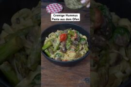 Cremige Hummus Pasta aus dem Ofen mit Gemüse #mrsflury gesund kochen