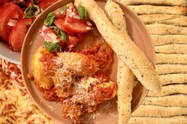 Cheesy Italian Sausage Stuffed Shells Recipe + Homemade Garlic Parmesan Breadsticks