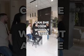 Can she cook without a stove?  #invisacook #invisacook_europe #kitchenisland #cooktop #kitchenfinds