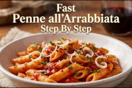Fast Penne all'Arrabbiata - Classic Spicy Italian Pasta Cooking Guide Step By Step