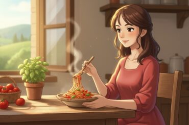 Spring Morning in Tuscany: Picking Fresh Tomatoes & Cooking Italian Pasta | Ghibli-Style Video