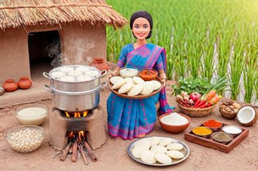 🥥🌾 Miniature Doll Idli & Chutney Cooking ASMR | Indian Village Tiny Kitchen Story