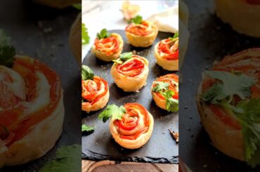 The Easiest Puff Pastry Tomate Rose Recipe 🌹#recipe #shorts #cooking