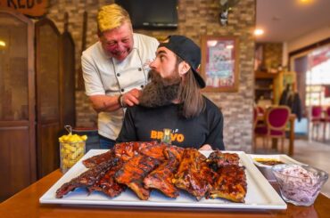 IF YOU CAN BEAT PORTUGAL'S HUGE RIB CHALLENGE THEY DRESS YOU AS A KING! | BeardMeatsFood