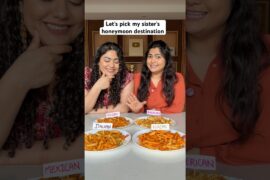 Picking her Honeymoon Destination! #newlyweds #thakursisters